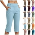 thumbnail image 1 of GEWSEY Dressy Capri Pants for Women Stretch High Waisted Crop Work Pants Summer Casual Capris Slacks Yoga Trousers Dress Pant (Coffee, S), 1 of 9