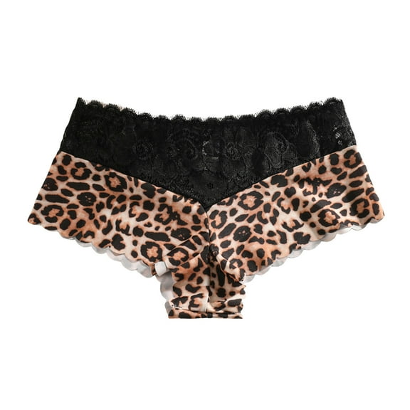 GEWSEY G String Thongs for Women Underwear Floral Lace Thongs Mid Waist Panties Briefs (Coffee, M)