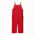 thumbnail image 1 of GEWSEY Girls' Casual Sleeveless Jumpsuits Spaghetti Strap Loose Romper Long Pants with Pockets 6-7 Years Red, 1 of 4