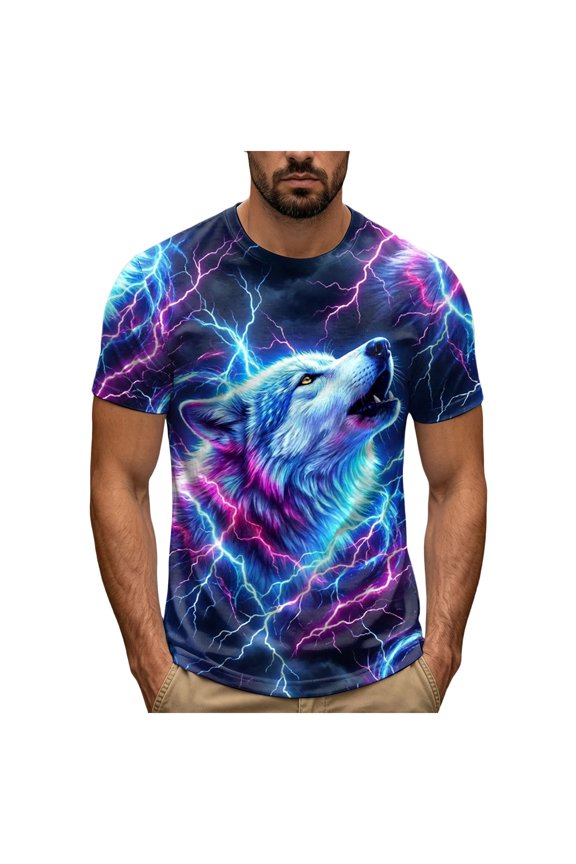 Halloween Shirts for Men, Short Sleeve Skull Monster Print Tee (Purple, XL)