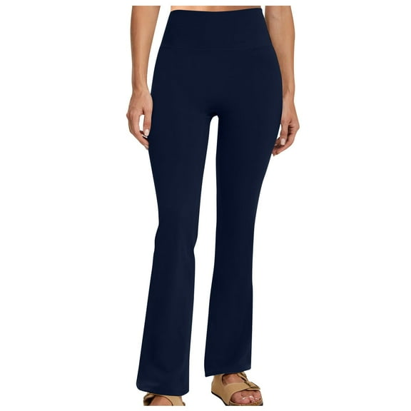 GEWSEY High Waist Stretch Cotton Full Ankle Leggings Skinny Yoga Pants (Navy, S)