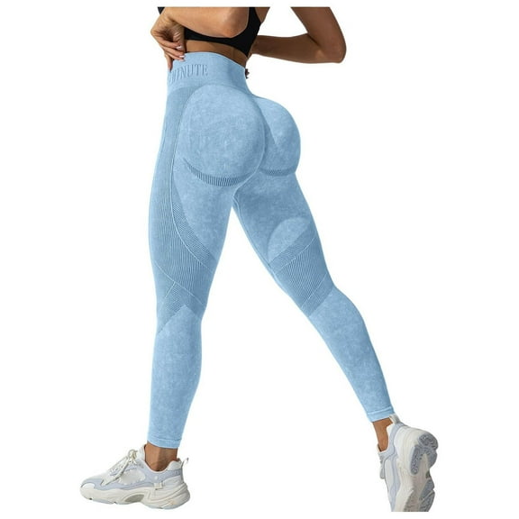 GEWSEY High Waisted Leggings for Women Tummy Control Soft Butt Lifting Yoga Pants Stretchy Workout Non See Through Leggings (Sky Blue, M)