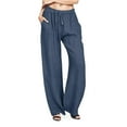 thumbnail image 1 of GEWSEY High Waisted Sweat Pants Drawstring Womens Sweatpants Slant Side Pockets Straight Leg Pants 29’’ Inseam (Navy, XL), 1 of 9