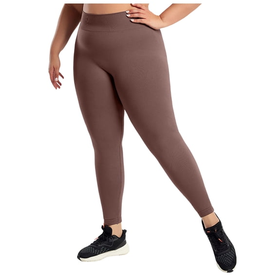 GEWSEY High Waisted Tummy Control Compression Yoga Pant for Women Petite to Plus Size Womens Leggings Non See Through (Brown, XXL)