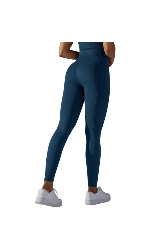 High Waisted Workout Leggings for Women Trinity Yoga Pants 26.5" (Blue, M)