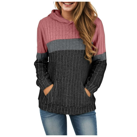 GEWSEY Hoodies for Women Casual Long Sleeve Drawstring Loose Fit Pullover Sweaters Tops for Women Trendy 2025 Fall Fashion (Hot Pink, XL)