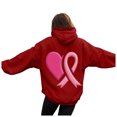 thumbnail image 1 of GEWSEY Hoodies for Women Pink Ribbon with Heart Graphic Top Cancer Awareness Support Sweatshirt (Red, XL), 1 of 5