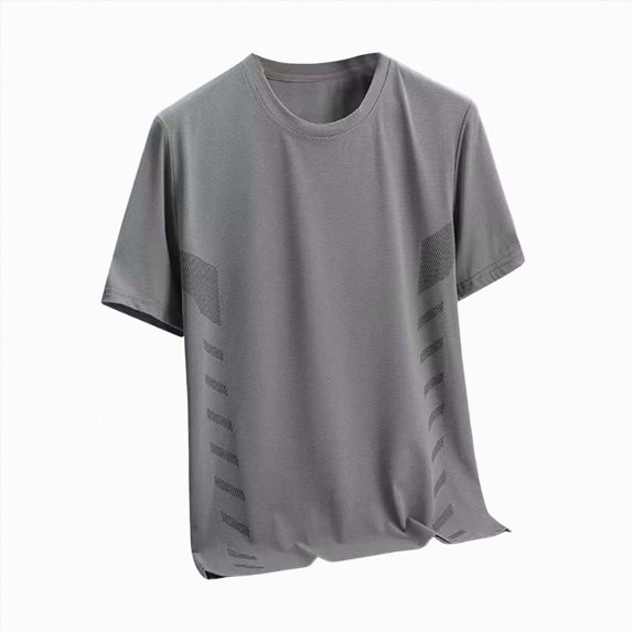 GEWSEY Ice Silk Workout Shirts for Men Quick Dry Athletic T-Shirts Short Sleeve Crewneck Tops Summer Gym Running Blouses (Grey, 5XL)