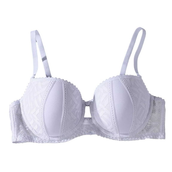 GEWSEY Lace Bra for Womens Full Coverage Underwire Bras Padded Underwear (Light Purple, XXL)