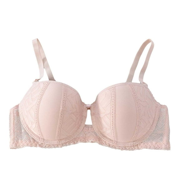 GEWSEY Lace Bra for Womens Full Coverage Underwire Bras Padded Underwear (Pink, S)