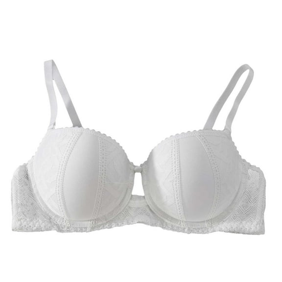 GEWSEY Lace Bra for Womens Full Coverage Underwire Bras Padded Underwear (White, XL)