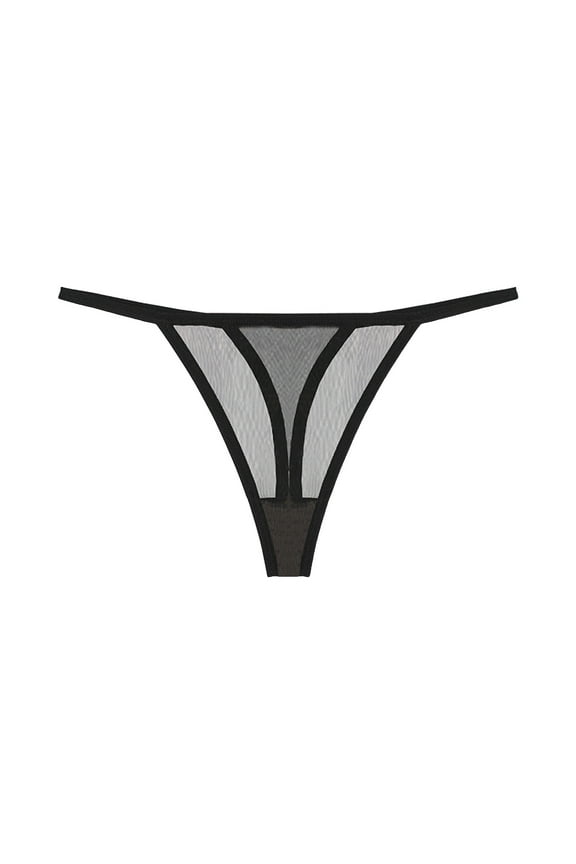 Lace Thong for Women T Back Breathable Tanga Sexy Cheeky Panties Low Rise Bikini Underwear for Ladies (Black, XXL)