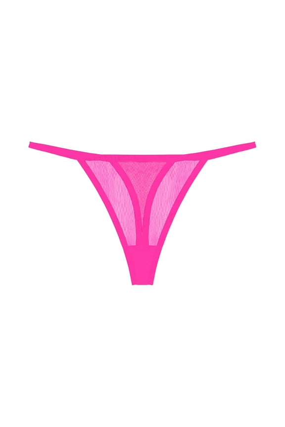 Lace Thong for Women T Back Breathable Tanga Sexy Cheeky Panties Low Rise Bikini Underwear for Ladies (Hot Pink, XS)