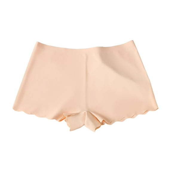 GEWSEY Ladies Breathable Ice Silk Seamless Lace Briefs Sexy Underwear Stretch Mid Waist Bikini Hipster Knickers (Beige, M)