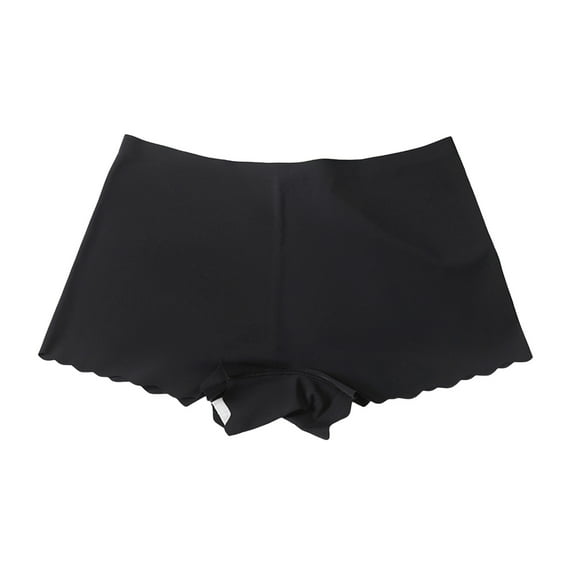 GEWSEY Ladies Breathable Ice Silk Seamless Lace Briefs Sexy Underwear Stretch Mid Waist Bikini Hipster Knickers (Black, XL)