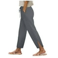 thumbnail image 1 of GEWSEY Linen Pants for Women 2025 Summer High Waist Elastic Straight Leg Lounge Pant Casual Loose Lightweight Beach Trousers Dark Gray, XL, 1 of 7