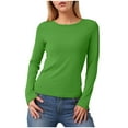 thumbnail image 1 of GEWSEY Long Sleeve Thermal Shirt for Women Light Fleece Tops Fall 2025 Crew Neck Casual Basic T-Shirts (Green, XXL), 1 of 6
