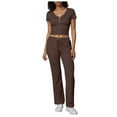 thumbnail image 1 of GEWSEY Lounge Sets for Women 2 Piece Foldover Yoga Flare Leggings Pants Crop Tops Casual Y2K Outfits Matching Tracksuit Set (Brown, XL), 1 of 6