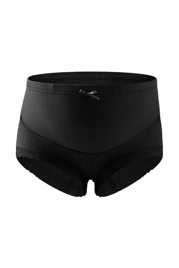 Maternity Underwear, Pure Comfort Cotton Panties, Women's Maternity Pregnancy High Waist Underwear (Black, XL)