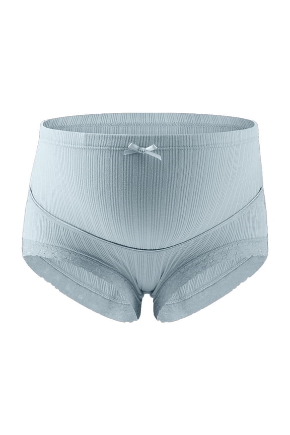 Maternity Underwear, Pure Comfort Cotton Panties, Women's Maternity Pregnancy High Waist Underwear (Blue, M)