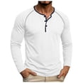 thumbnail image 1 of GEWSEY Men's Henry Long Sleeved T-Shirt Cotton Casual Button Lightweight Pullover Shirt Soft Stretch Tees Tops (White, 3XL), 1 of 6