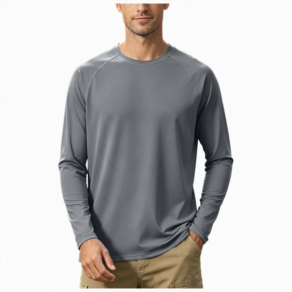 GEWSEY Men's Long Sleeve Shirts UPF 50+ UV Sun Protection Athletic Shirts for Hiking Running Workout Rash Guard (Dark Gray, L)