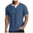 thumbnail image 1 of GEWSEY Mens Short Sleeve Shirts Casual Cotton Summer Slim Fit Waffle T-Shirts (Blue, L), 1 of 7
