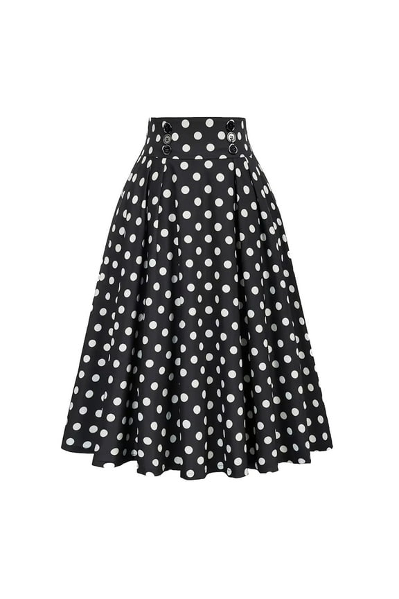 Midi Skirts for Women Elastic High Waisted A Line Flowy Pleated Skirt Business Casual Elegant Vintage Skirts (Black, XXL)