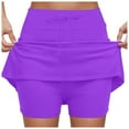 thumbnail image 1 of GEWSEY Midi Skorts for Women Casual Plus Size High Waist Athletic Skirt with Shorts Underneath Tennis Skorts with Pockets Tummy Control (Purple, S), 1 of 6