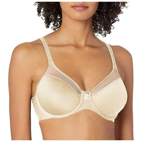 GEWSEY Minimizer Bras for Women Plus Size, Full Coverage T Shirt Unlined Bra with Underwire & Wide Strap for Heavy Beige, 38DD