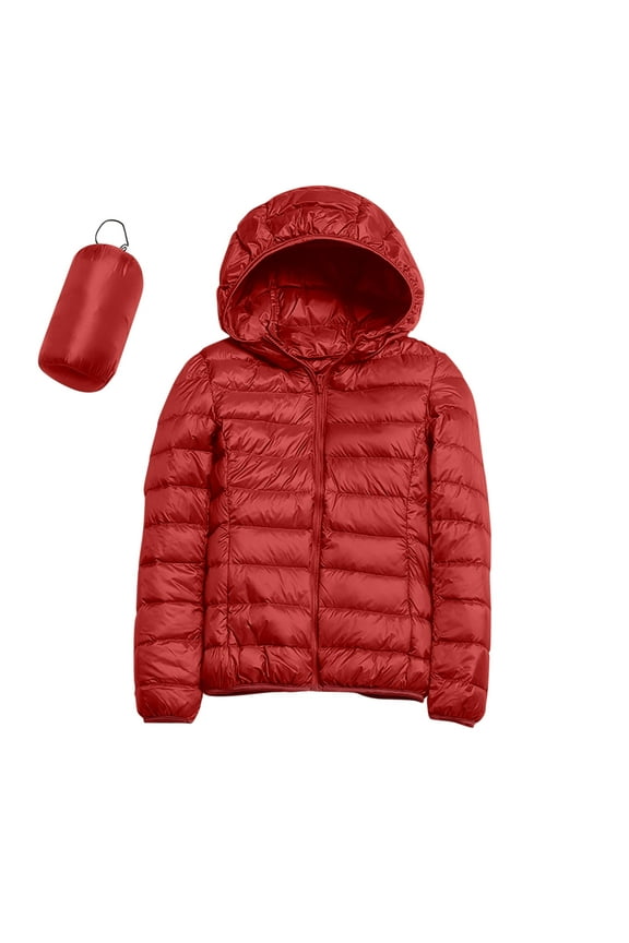 Packable Puffer Jacket Women with Hood Lightweight Quilted Winter Puff Foldable Jacket for Women (Black, XXL)