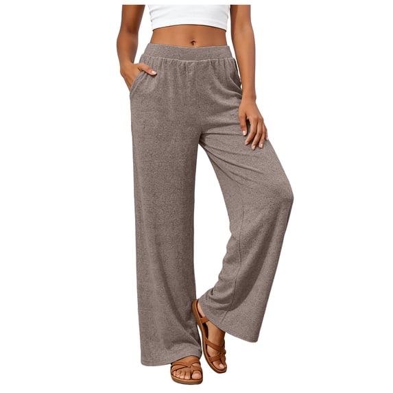 GEWSEY Pajama Pants for Women Soft Comfy Pajama Sleep Bottoms Casual Stretch Wide Leg Lounge Pants with Pockets (Coffee, XL)