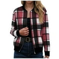 thumbnail image 1 of GEWSEY Flannel Jacket Women Stand Collar Long Sleeve Zip up Plaid Shackets Casual Warm Bomber Jackets Coats Fall Outfits (, XXL), 1 of 6
