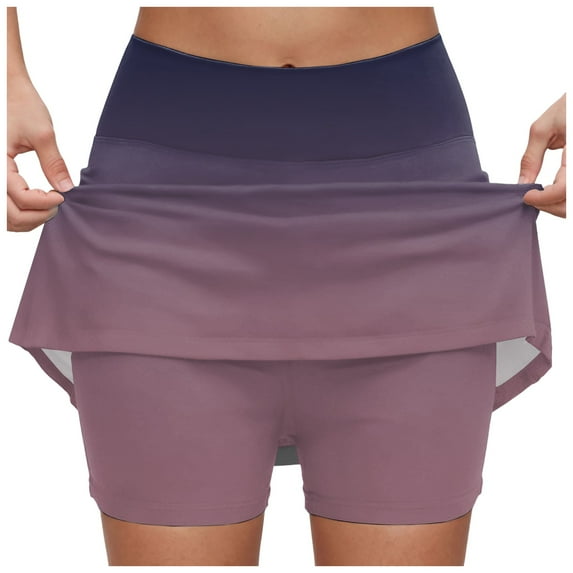 GEWSEY Skorts for Women with Pockets High Waist Tummy Control Women's Yoga Shorts Dressy Casual Athletic Tennis Mini Skirts Light Purple, S