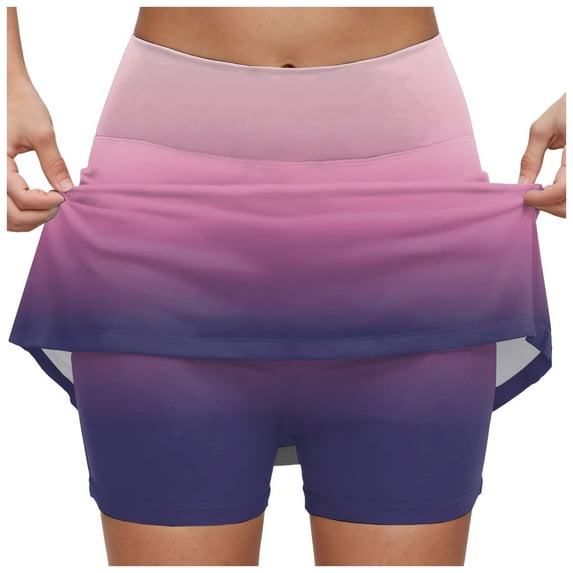 GEWSEY Plus Size Athletic Skort Tennis Midi Skirts for Women with Pockets High Waisted Golf Skorts Skirts (Purple, M)