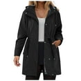 thumbnail image 1 of GEWSEY Plus Size Rain Jackets For Women Waterproof Rain Coats with Hood Lightweight Windbreaker Outdoor Trench Coat (Black, 3XL), 1 of 9