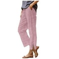 thumbnail image 1 of GEWSEY Plus Size Women's Straight Pants Elastic Waist Botton Trim Casual Trousers Pants with Pockets (Red, XXL), 1 of 8
