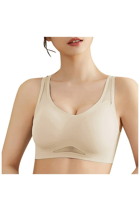 Pushup Bra Wmstylist Lushfitting Powerful Push Up Bras Wireless Comfrt Full Coverage Anti-Sagging Bralettes (Beige, L)