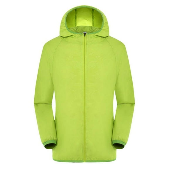 GEWSEY Rain Jacket Women Oversized Sun Protection Windbreaker Unisex coats Packable Hiking Travel Quick Dry Tops with Hood (Green, XL)