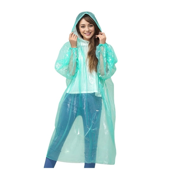 GEWSEY Reusable Thicken EVA Rain Ponchos for Adults (1 Pack)- Extra Long Rain Jackets Raincoats for Men Women (Green, One Size)