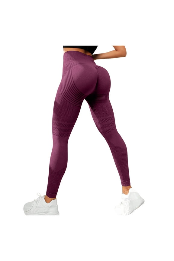 Compression Leggings for Women Tummy Control High Waisted Leggings for Women Full Length Workout Yoga Pants (Wine, XL)