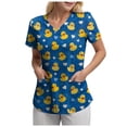 thumbnail image 1 of GEWSEY Scrubs for Women Tops Easter Print Shirt V Neck Cartoon Pattern Short Sleeve Nursing Uniform with Pockets (Light Blue, M), 1 of 7