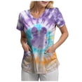 thumbnail image 1 of GEWSEY Scrubs for Women V Neck Short Sleeve Easter Printed Tops Cartoon Pattern Plus Size Nursing with Pockets (Dark Purple, M), 1 of 7