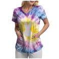 thumbnail image 1 of GEWSEY Scrubs for Women V Neck Short Sleeve Easter Printed Tops Cartoon Pattern Plus Size Nursing with Pockets (Purple, S), 1 of 7