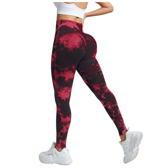 GEWSEY Scrunch Lift Leggings for Women Tie Dye High Waist Seamless Workout Yoga Pants Ruched Booty Compression Tights (, L)