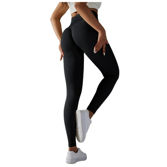 GEWSEY Scrunch Butt Lifting Leggings for Women Seamless Gym Workout Leggings Soft High Waist Tummy Control Yoga Pants (Black, L)