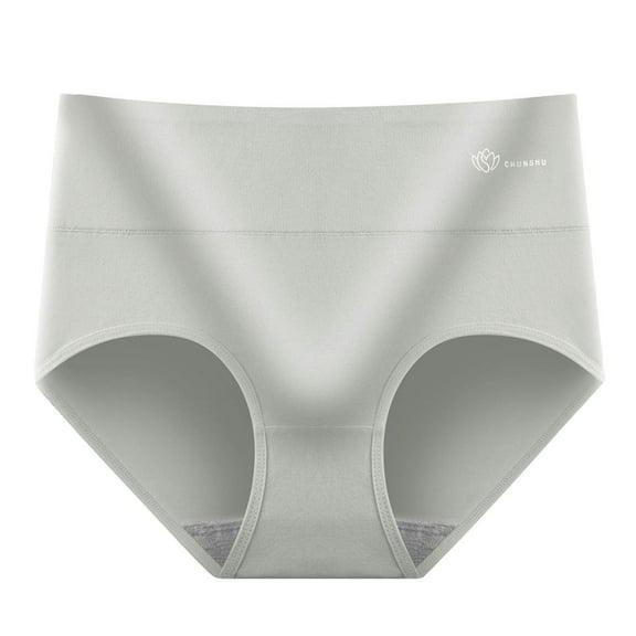 GEWSEY Seamless Full Coverage High Rise Solid Color Brief Underwear in Cotton-Rich Blend for Women (Green, L)
