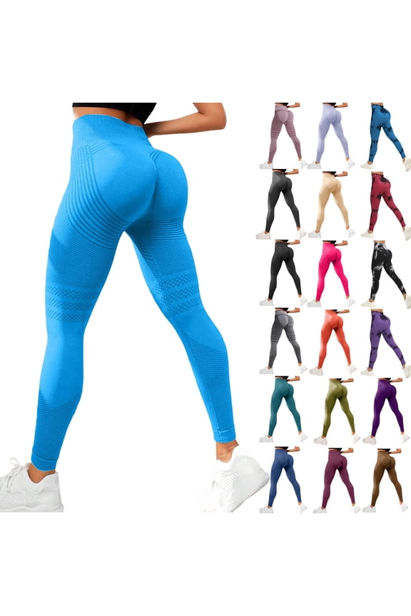 Seamless Leggings for Women High Waist Yoga Pants Scrunch Butt Lifting Elastic Tights (Navy, XXL)