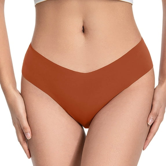 GEWSEY Seamless Low Rise Thongs For Women V-waisted No Show Thong Seamless Panties Breathable Comfortable Underwear Womens (Navy, XL)