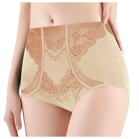 GEWSEY Seamless Shapewear High Waist Panties for Women Tummy Control Underwear (Beige, M)